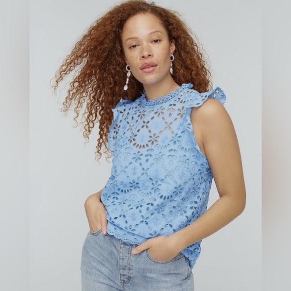 J.Crew Mockneck Embroidered Eyelet NWOT - Picture 2 of 4